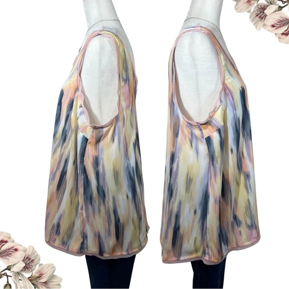 Torrid NEW Georgette Raw Edge Tank Stripe White Purple Pink Yellow 00 Med Lg 10 - Picture 6 of 12